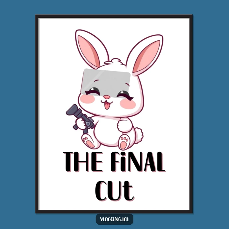 Funny Rabbit Editor Digital Art: Focused Expression, Instant Creative Decor Gift