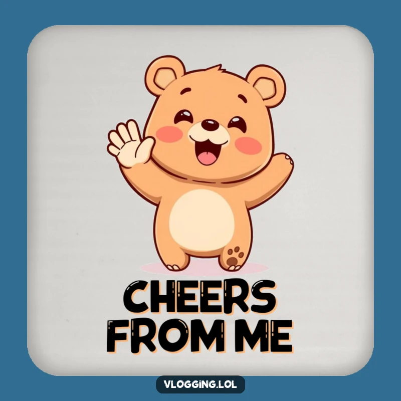Funny Bear Waving Coaster - Hilarious Protectant for Your Table