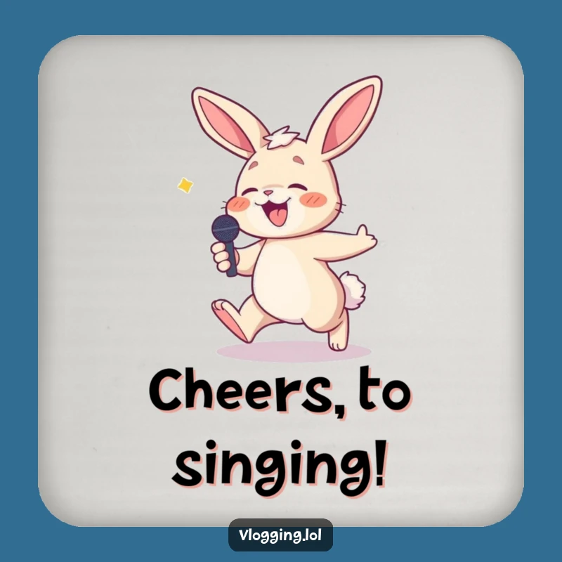 Funny Bunny Coaster - Tripping Mic Protector, Hilarious Table Accessory Gift