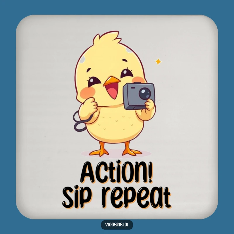 Funny Chick Vlogger Coaster - Protect Surfaces with Humor, Gift Idea
