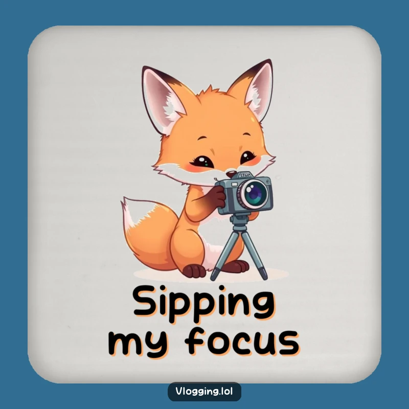 Funny Fox Photographer Coaster Set: Protect Surfaces with a Comedic Critter, Great Gift