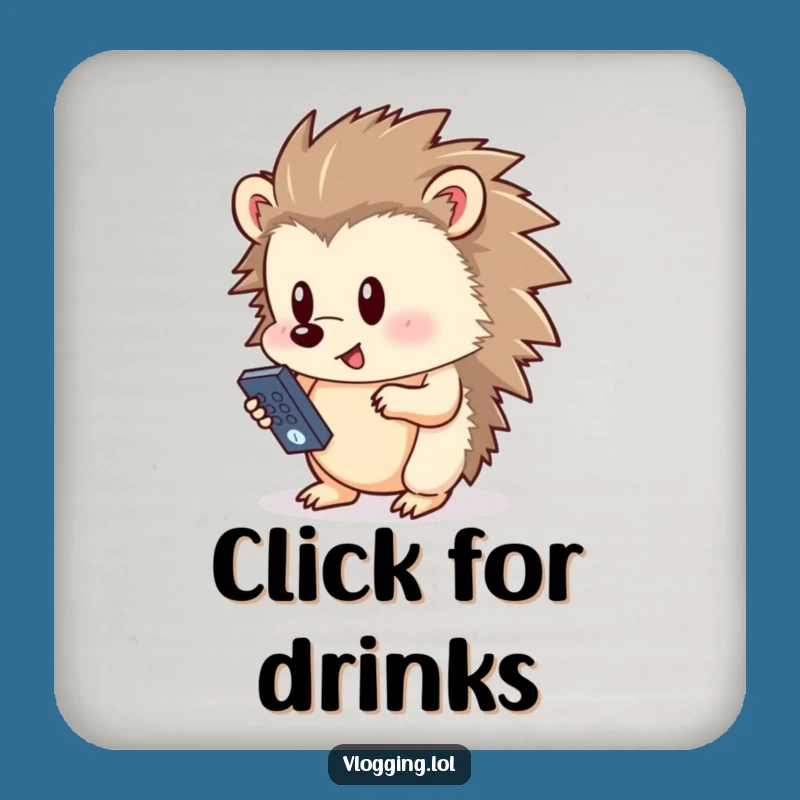 Funny Hedgehog Coaster: Remote Control Master - Protect Surfaces Funny Gift