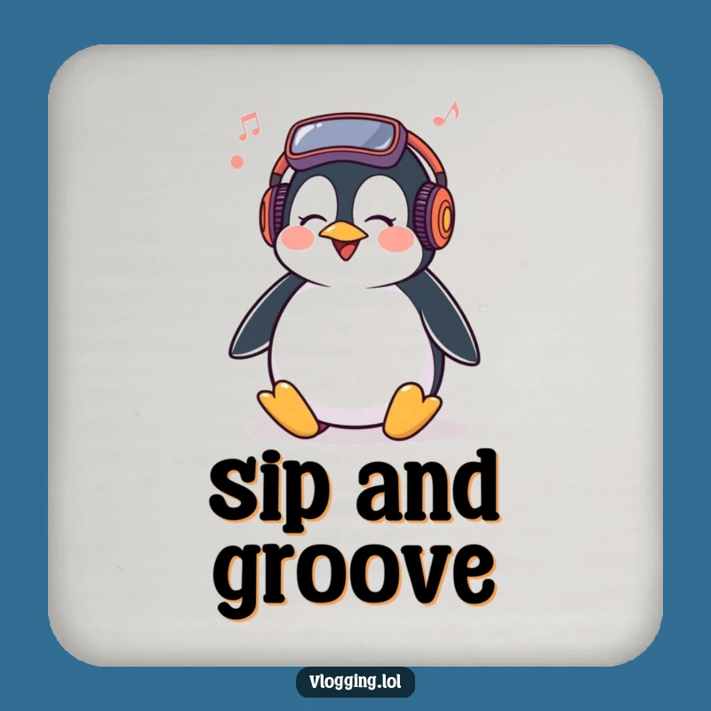 Funny Penguin Coaster: Vlogger Music Protection, Hilarious Funny Gift!