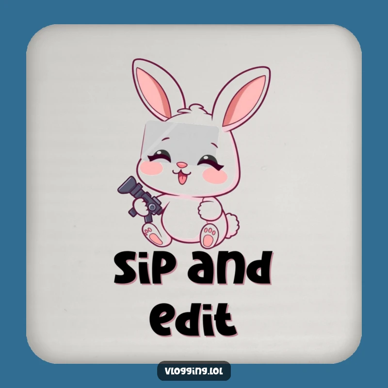 Funny Rabbit Editor Coaster: Focused Expression, Protect Surfaces Hilariously