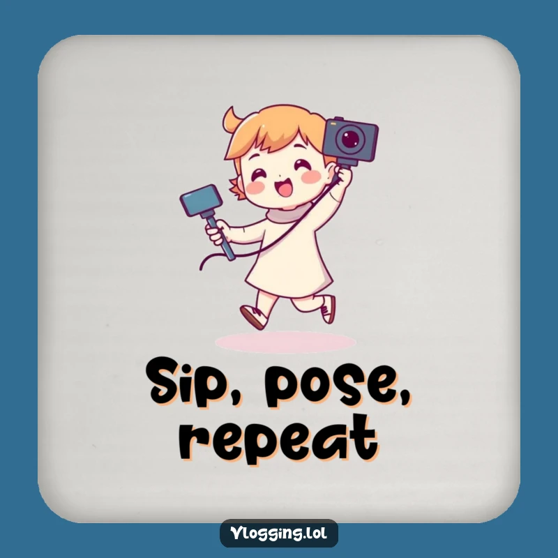 Funny Selfie Stick Dancer Coaster: Playful Character Drink Protection