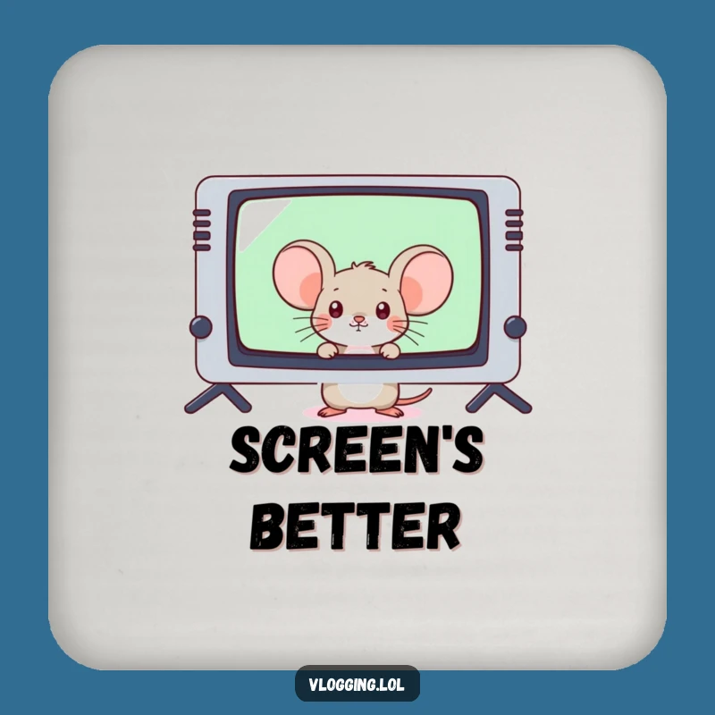Funny Shy Mouse Gamer Coaster - Protect Surfaces Peek Gift