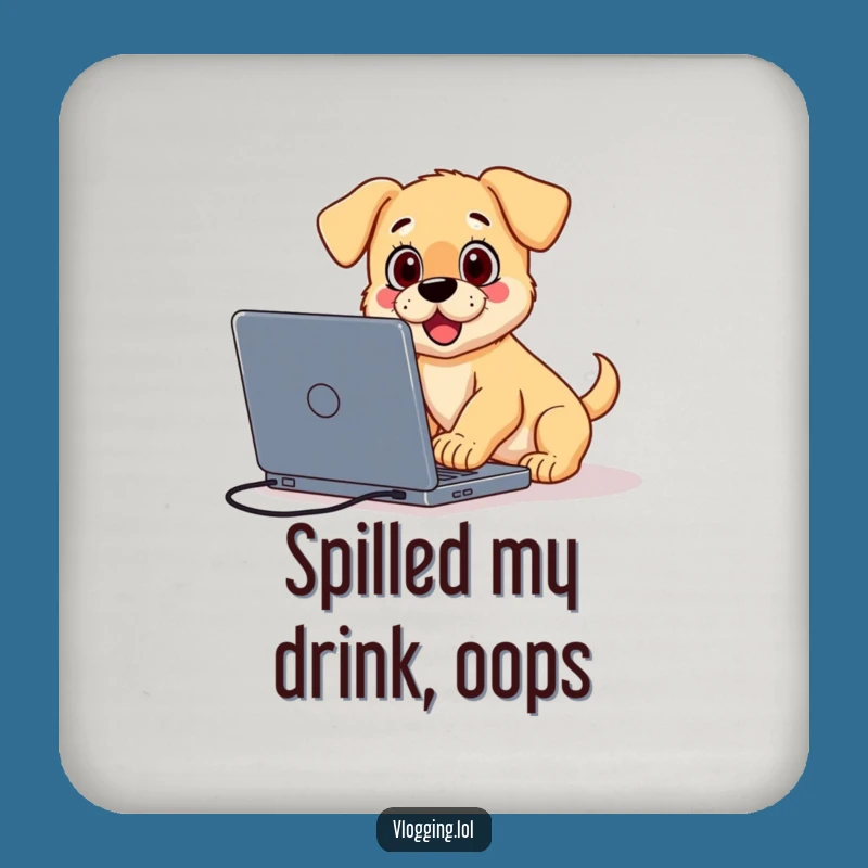 Funny Surprised Puppy Coaster: Hilarious Vlogger Protection for Content Chaos