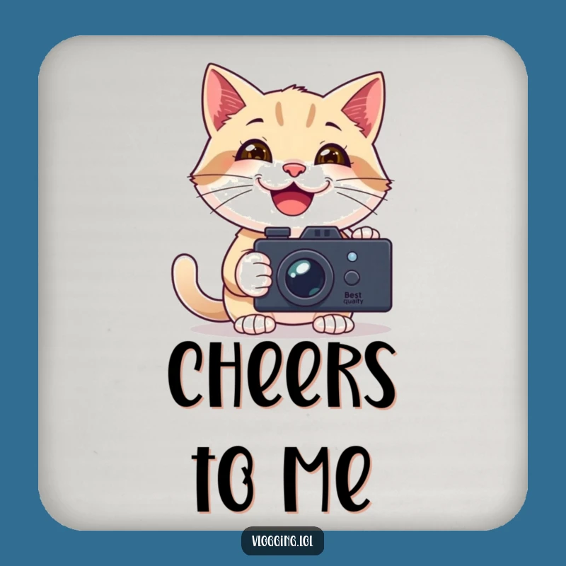 Funny Vlogging Cat Coasters: Protect Surfaces with Creator Humor