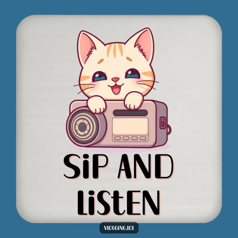 Funny Cat Recording Coaster - Hilarious Decor for Creators
