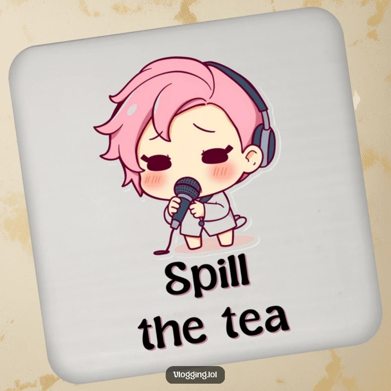 Funny drink coasters showing a surprised character dropping a microphone, perfect for unexpected reactions.