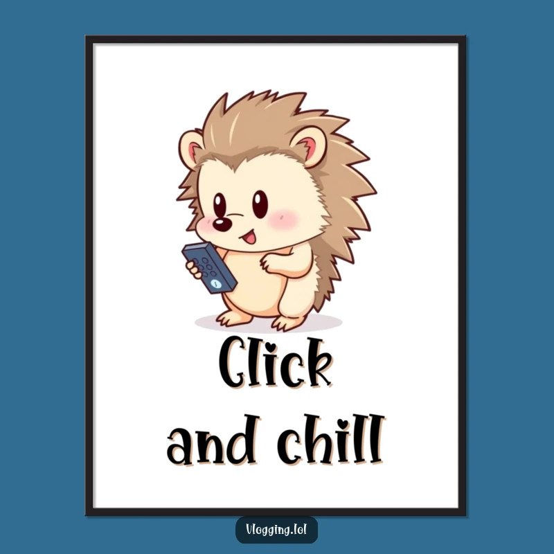 Funny Hedgehog Poster: Remote Control Action - Hilarious Funny Gift for Walls