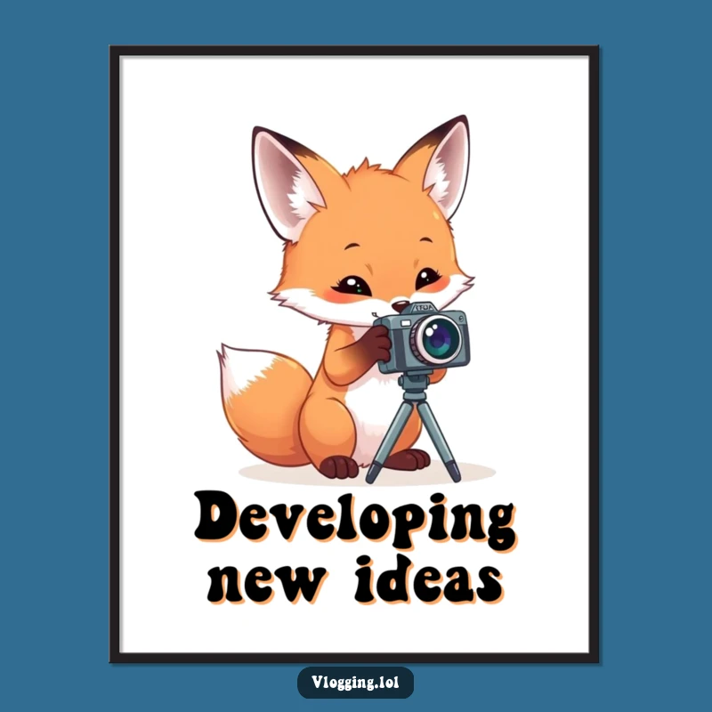 Funny Fox Photographer Poster: Quirky Art of a Fox with a Camera, Perfect Decor