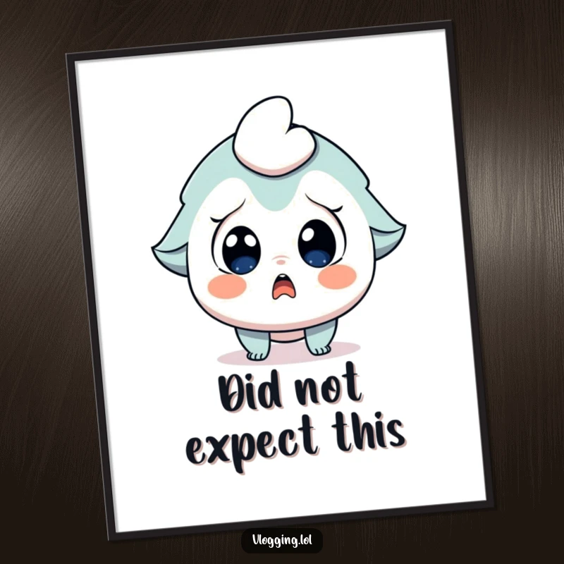 Funny poster art of a character with wide astonished eyes and an open mouth, gasping in sheer surprise at the viewer.