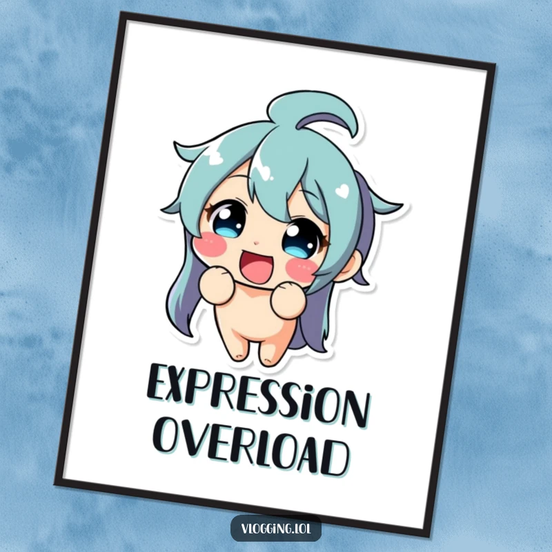 Funny poster print of a delighted character pulling an exaggerated, comical funny face directly at the camera.