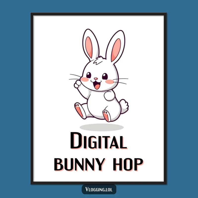 Funny Bouncing Bunny Screen Poster: Hilarious Wall Art for Tech Lovers!