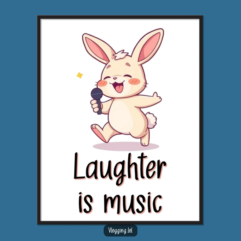 Funny Bunny Art Poster - Tripping Singer Moment, Hilarious Wall Decor Gift