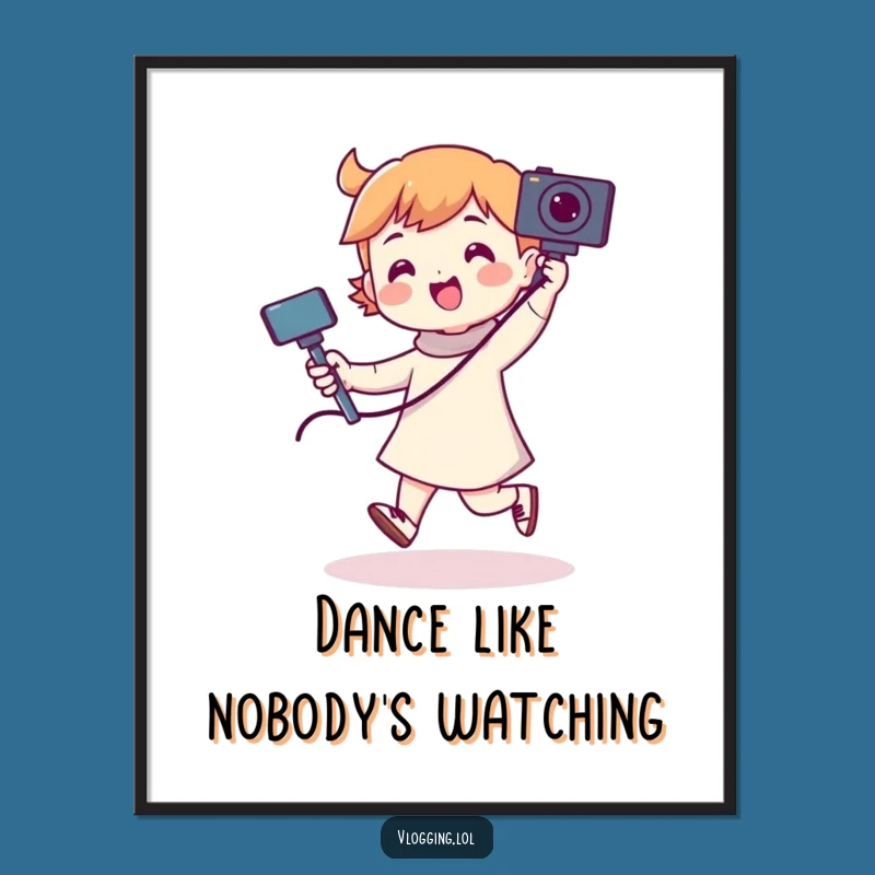Funny Dancing Selfie Stick Art Poster: Playful Character Wall Decor Gift