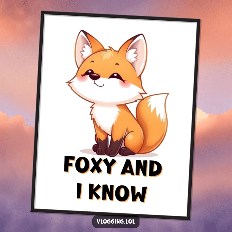 Funny Fox Poster: A playful fox wiggles its nose directly at the viewer, captured with charming style.