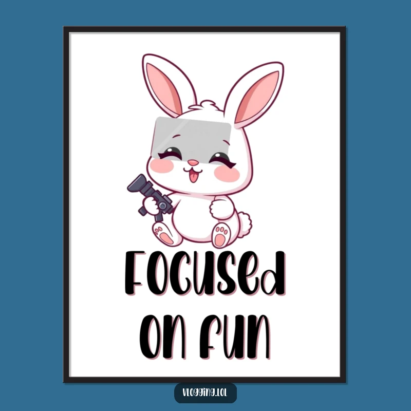 Funny Rabbit Editor Poster: Focused Expression, Hilarious Wall Art Gift