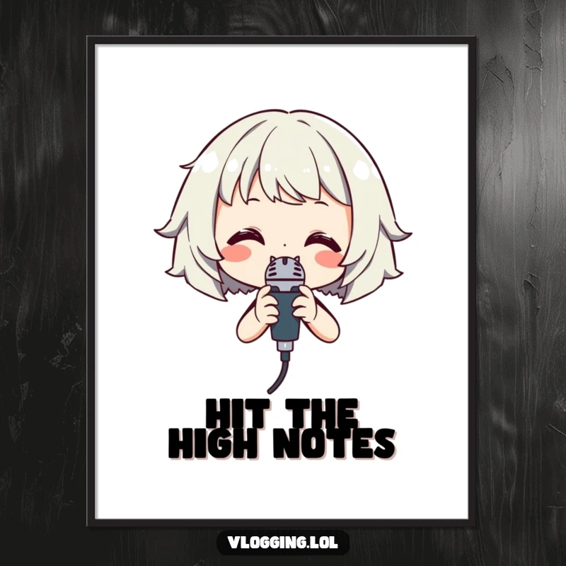 Funny Singer Poster: A smiling character holding a microphone, depicted as ready for a memorable vocal performance.