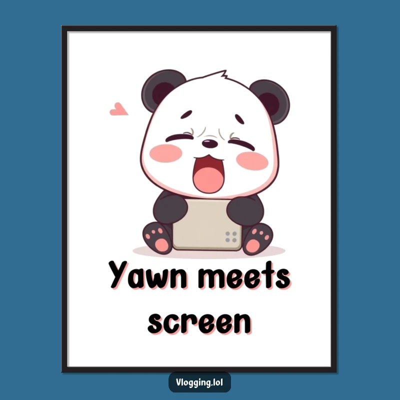 Funny Tired Panda Device Poster: Hilarious Wall Art for the Sleepy!