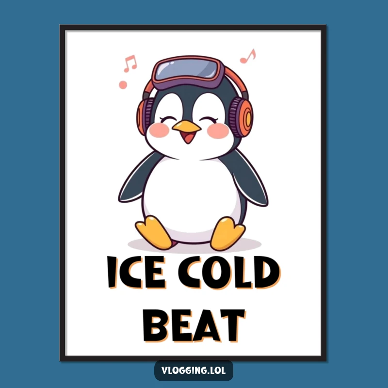 Funny Penguin Poster: Giggling Vlogger Music Art, Perfect Funny Gift!