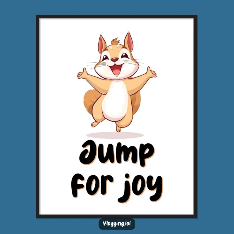Funny Excited Squirrel Poster: Recording Excitement - Hilarious Funny Gift for Walls