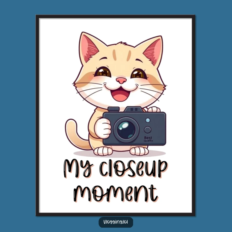 Funny Vlogging Cat Poster: Capture Smiles with This Humorous Art