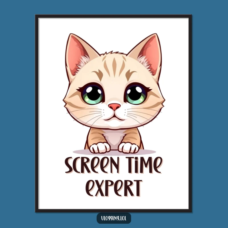 Funny Cat Poster: Hilarious Screen Staring Wall Art, Perfect Gift!