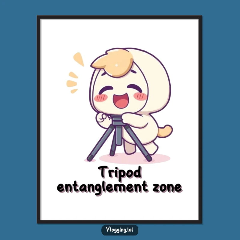 Funny Tripping Poster - Giggling Character Trip Over Tripod Wall Art