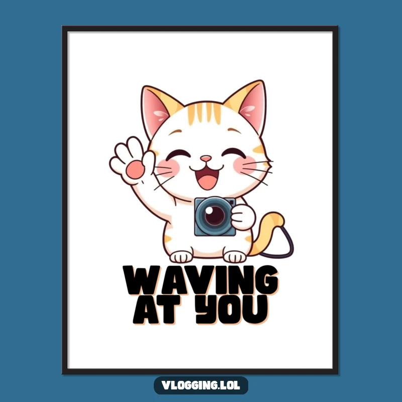 Funny Cat Gamer Poster - Enthusiastic Waves for Cat Lovers