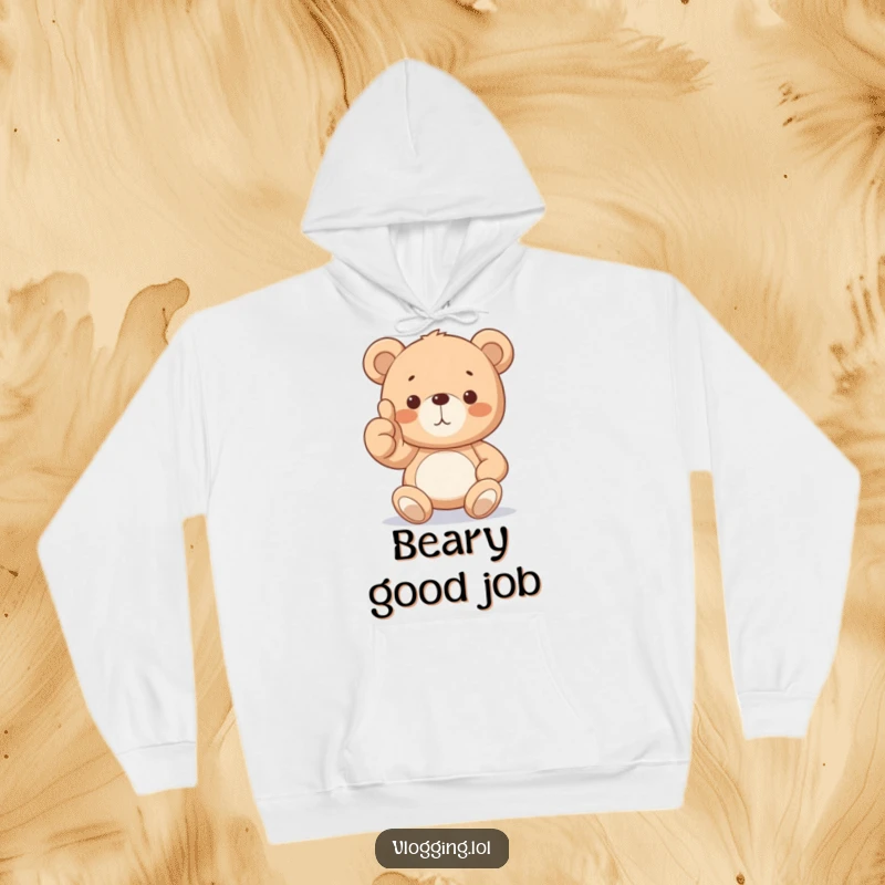 Funny Teddy Bear Hoodie with a proud teddy bear giving a big thumbs up, perfect for cozying up. A warm and humorous statement piece.