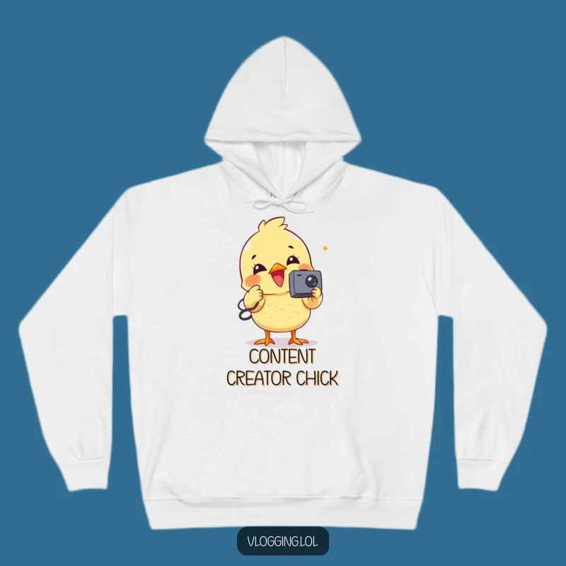 Cozy Chick Vlogger Hoodie - Funny Bird Recording Video Apparel, Great Gift