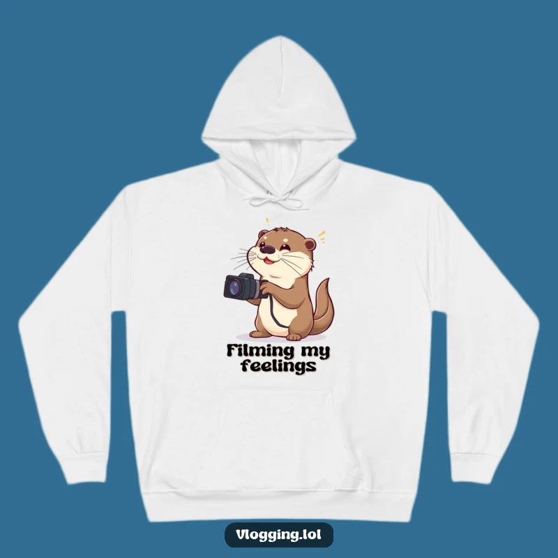 Cozy Funny Otter Filmmaker Hoodie: Exaggerated Drama, Warm & Hilarious Gift