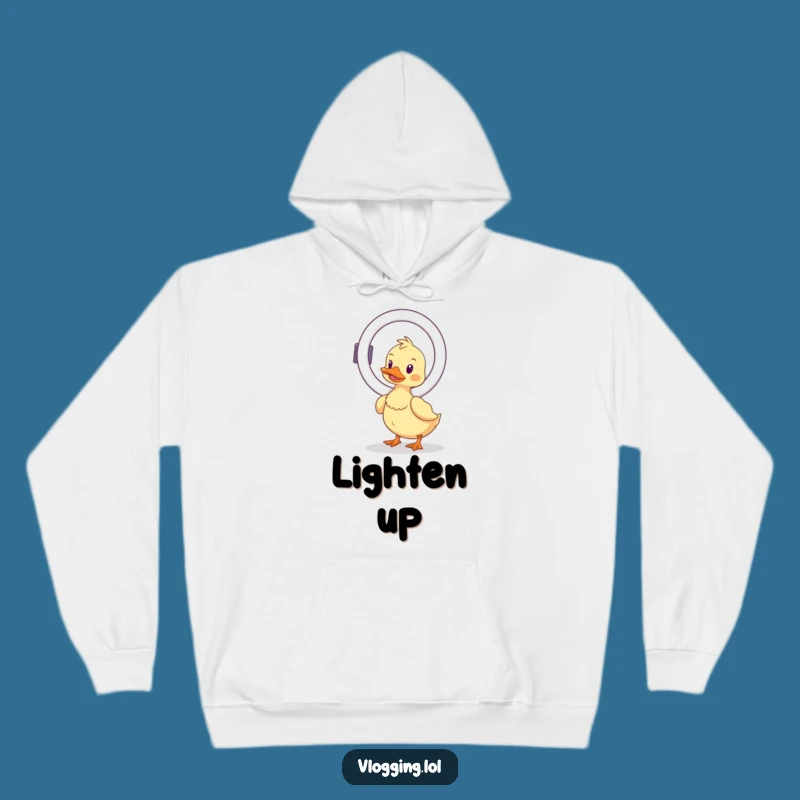 Funny Wobbly Duck Hoodie: Ring Light Balance - Cozy Funny Gift for Content Creators