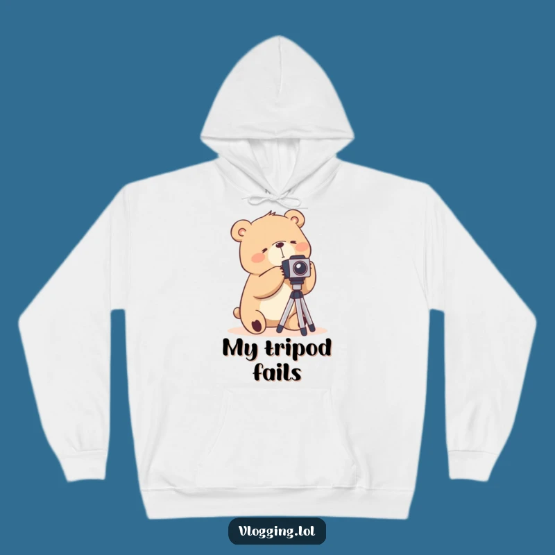 Funny Bear Tripod Hoodie: Cozy Photography Mishap Gear!