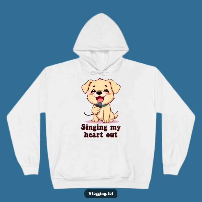 Funny Puppy Singer Hoodie: Cozy Comfort with a Delighted Dog Performer!