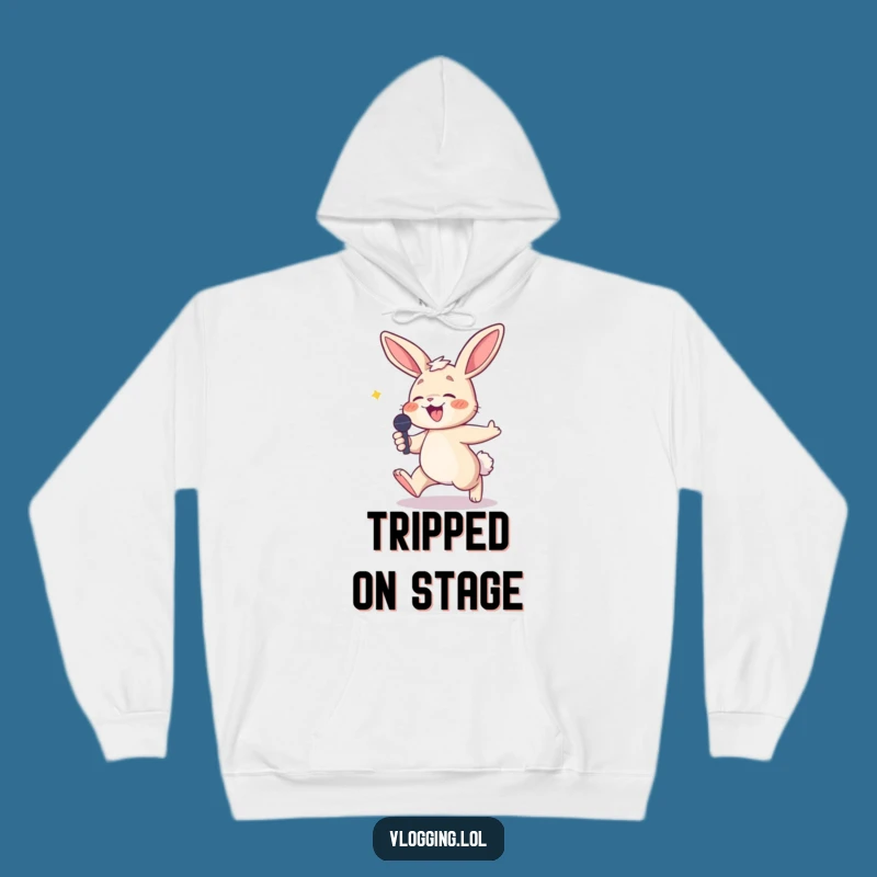 Cozy Funny Bunny Hoodie - Tripping Mic Master, Warm Comedic Apparel Gift