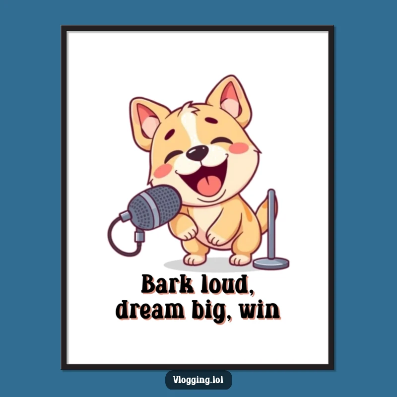 Free Printable Funny Dog Wall Art: Microphone Bark Art Download