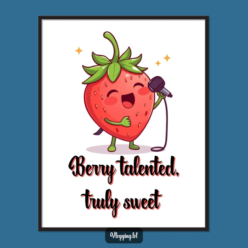 Free Printable Singing Strawberry Wall Art: Fruity Fun Downloadable Decor