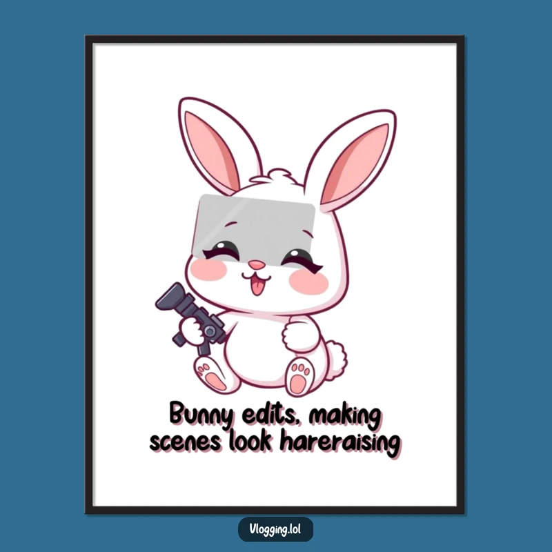 Free Printable Wall Art: Rabbit Video Editor, Focused Expression, Downloadable Creative Decor