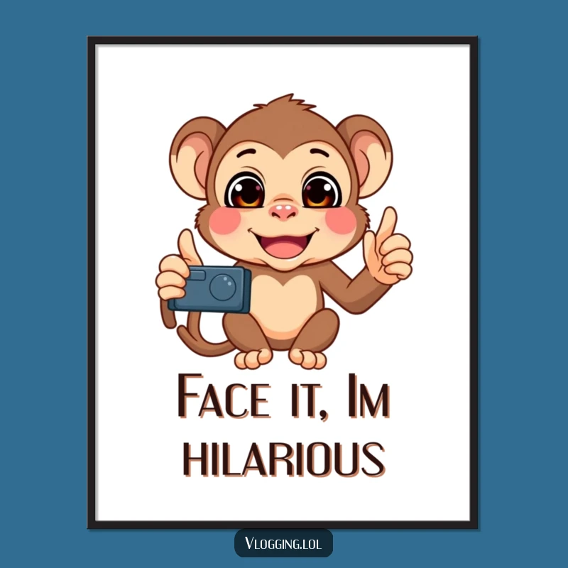 Free Printable Wall Art: Mischievous Monkey Selfie Downloadable Funny Decor