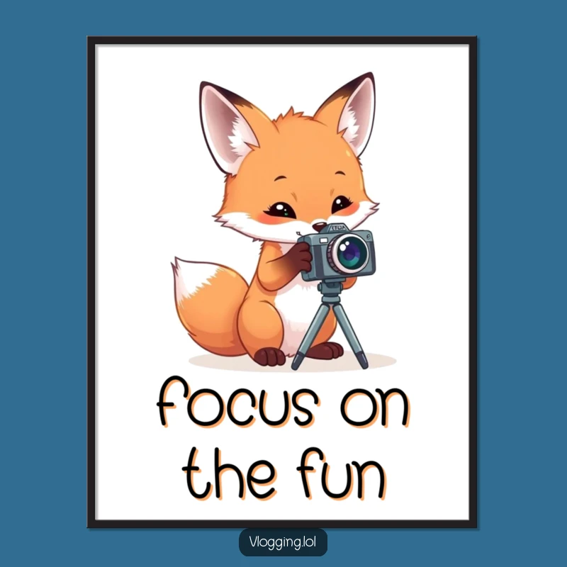 Free Printable Funny Fox Wall Art: Curious Camera Vixen Downloadable Decor Gift
