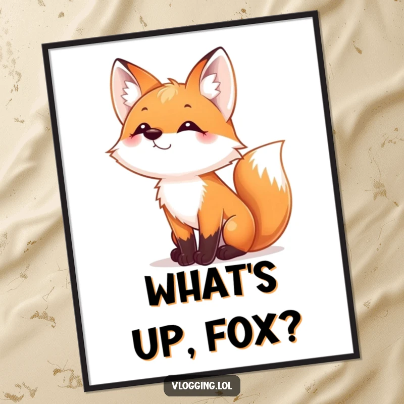 Funny Free Printable Wall Art: A playful fox wiggling its nose at the camera, exuding charm and personality.
