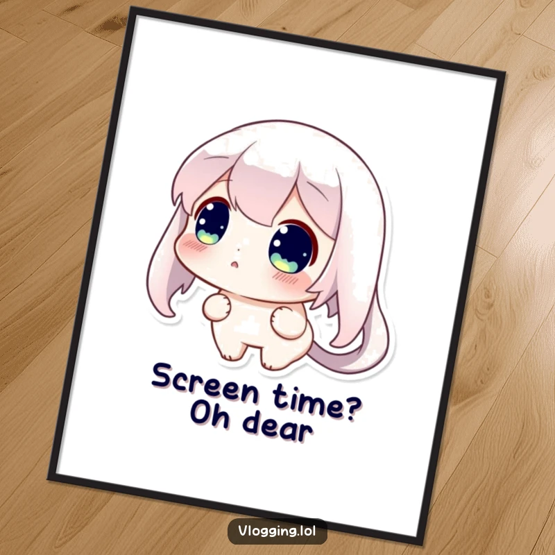 Funny Free Printable Wall Art of a character with a surprised expression looking intently at their screen, great for any room.