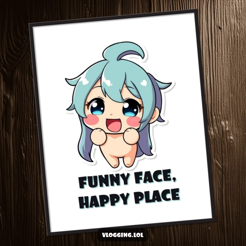 Funny Free Printable Wall Art featuring a character making an amusing, exaggerated face directly at the viewer, ideal for playful spaces.