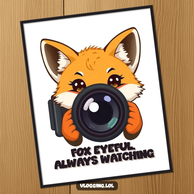 Funny Free Printable Wall Art: A curious fox with huge, expressive eyes peeking directly into the viewer's space, adding charm.