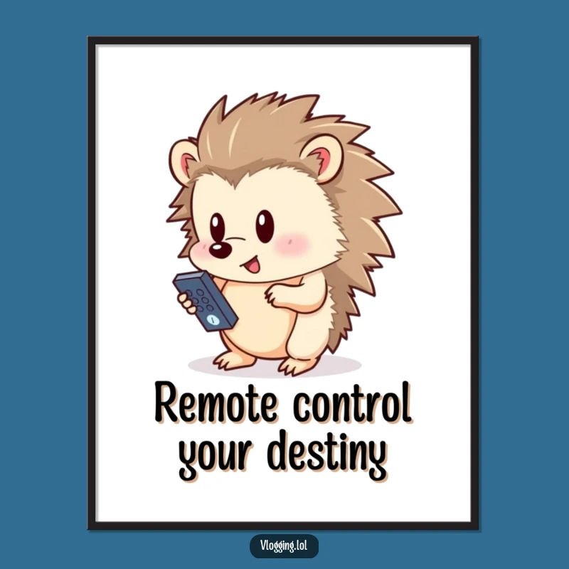Funny Free Printable Wall Art Hedgehog Remote Control Downloadable