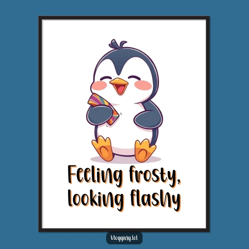 Funny Free Printable Wall Art: Penguin's Colorful Treasure!