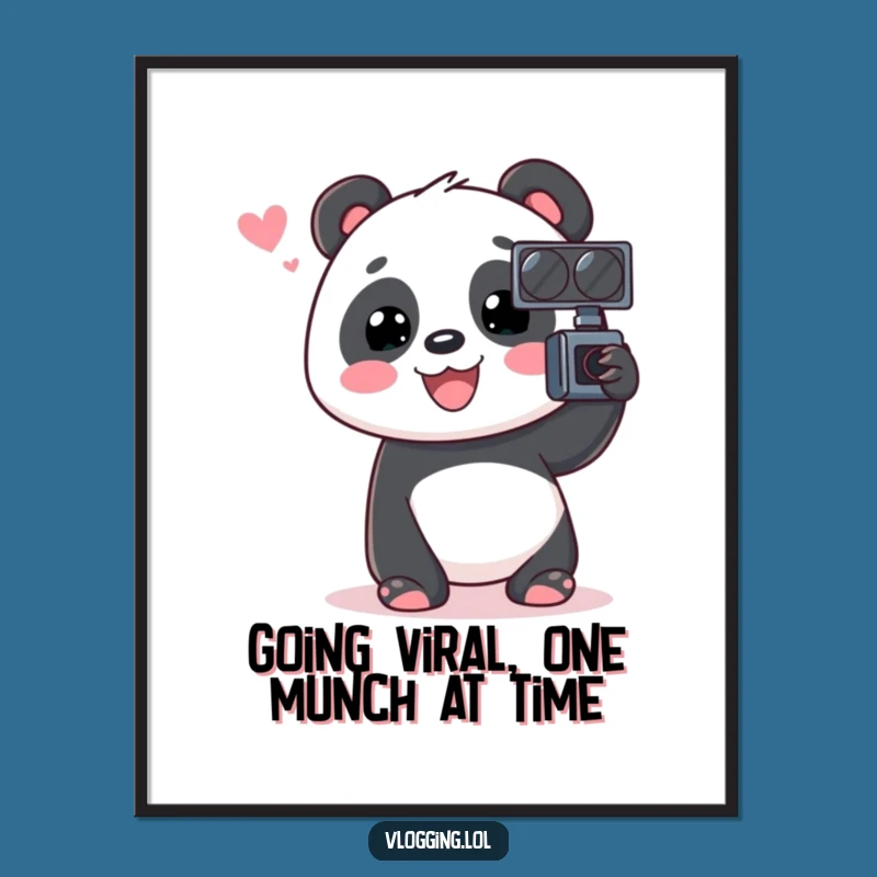 Free Printable Wall Art: Happy Panda Vlogger, Humorous Downloadable Decor